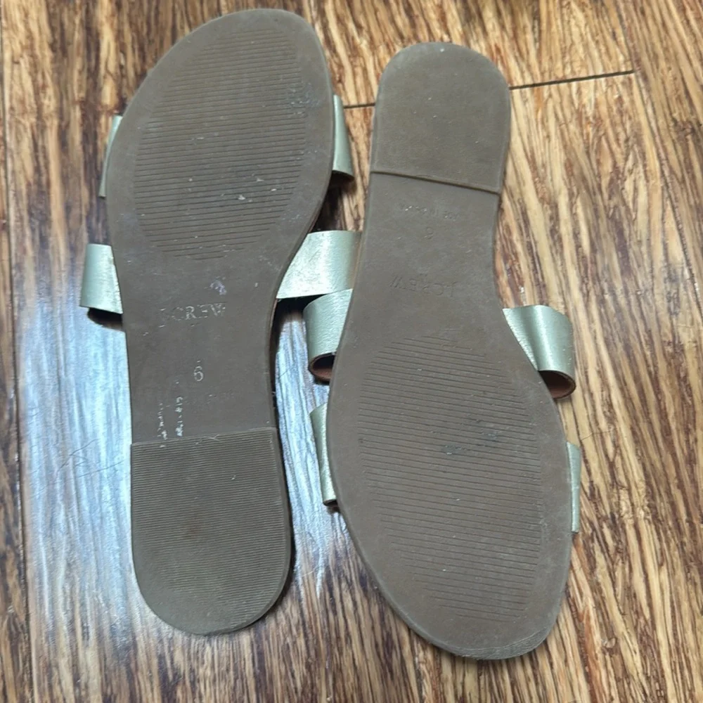 J. Crew gold leather beachside slide sandals size 6
